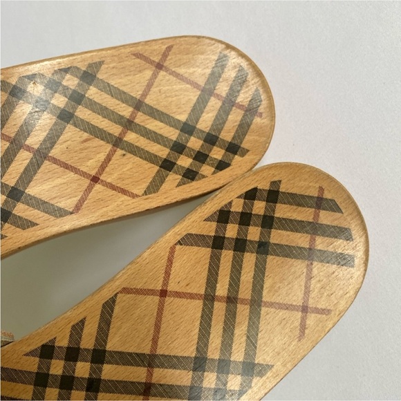 BURBERRY Burberry Shoes Wood and Leather Sandals Clogs size 8 - Picture 7 of 15